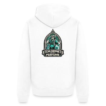 Chlorine Is My Perfume Pool Motiv - Unisex Premium Bio Zip Hoodie - Weiß - Hinten - Thijin (182cm)