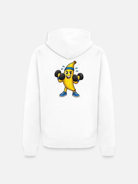 Kraftbanana Workout Cartoon - Unisex Premium Bio Zip Hoodie - Weiß