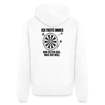 Daneben geworfen Dartspieler Fehlwurf Humor - Unisex Premium Bio Zip Hoodie - Weiß - Hinten - Thijin (182cm)