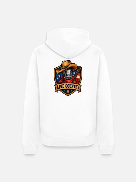 Live Country Shield Musikkultur - Unisex Premium Bio Zip Hoodie - Weiß
