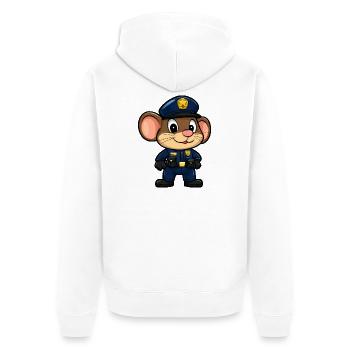 Mäuse Polizei / Polizistin Maus - Unisex Premium Bio Zip Hoodie - Weiß - Hinten - Thijin (182cm)