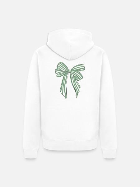 Smaragdstreifen-Schleife - Unisex Premium Bio Zip Hoodie - Weiß