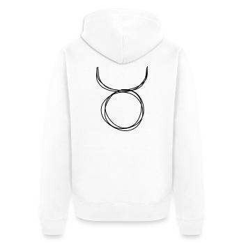 Sternzeichen Stier handgezeichnet - Unisex Premium Bio Zip Hoodie - Weiß - Hinten - Thijin (182cm)