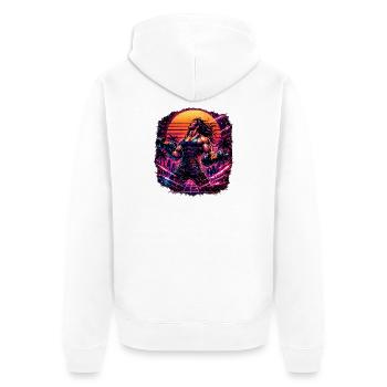 Workout - Unisex Premium Organic Zip Hoodie - white - Back - Thijin (182cm)
