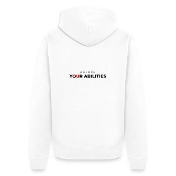 Unlock your Abilities Premium - Unisex Premium Bio Zip Hoodie - Weiß - Hinten - Thijin (182cm)
