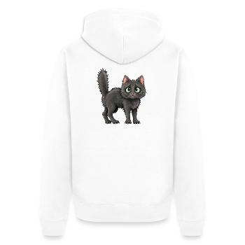 Flauschige Katze mit großen grünen Augen - Unisex Premium Bio Zip Hoodie - Weiß - Hinten - Thijin (182cm)
