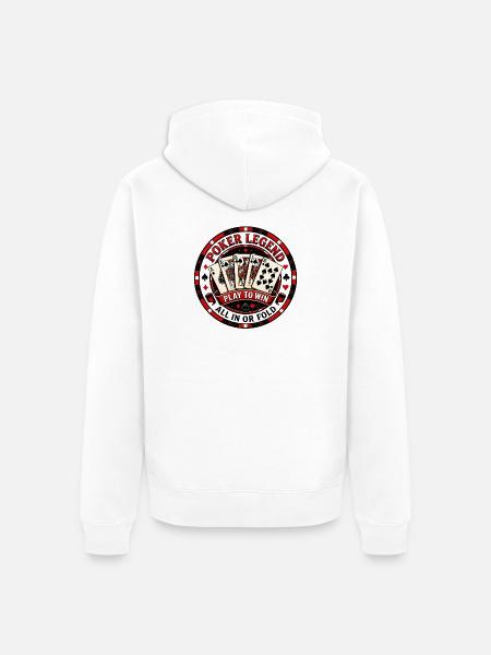 Poker Legend Royal Flush & Poker Chip-Design - Unisex Premium Bio Zip Hoodie - Weiß