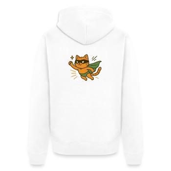 Chat Superhéros Orange Cape - Veste à capuche bio Premium Unisexe - blanc - Dos - Thijin (182cm)
