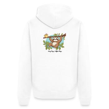 Journées de farniente, méthodes de café – Paresseux - Veste à capuche bio Premium Unisexe - blanc - Dos - Thijin (182cm)