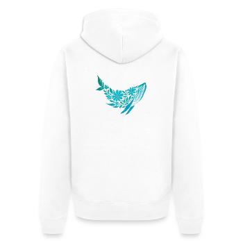 Floral nordique - Baleine bleue - Veste à capuche bio Premium Unisexe - blanc - Dos - Thijin (182cm)