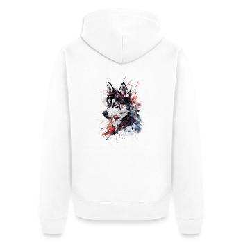 Chien husky - Veste à capuche bio Premium Unisexe - blanc - Dos - Thijin (182cm)