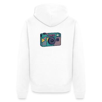 Millennial Retro Camera - Unisex Premium Organic Zip Hoodie - white - Back - Thijin (182cm)