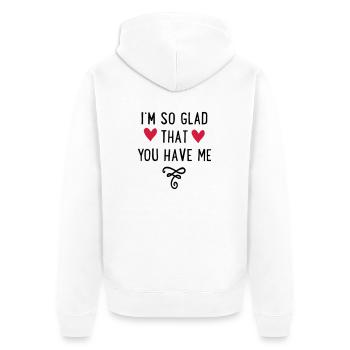 verliebt - Unisex Premium Bio Zip Hoodie - Weiß - Hinten - Thijin (182cm)