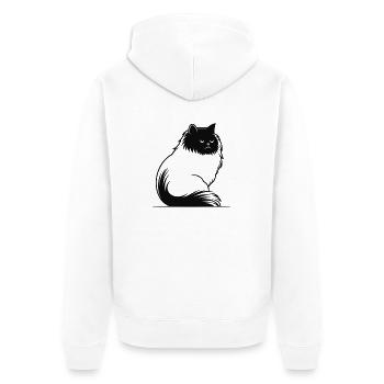 🐾Minimalist Cat Cutie😻💖✨🌸 - Unisex Premium Bio Zip Hoodie - Weiß - Hinten - Thijin (182cm)