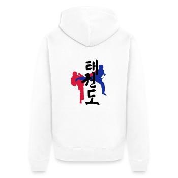 Taekwondo icône - Veste à capuche bio Premium Unisexe - blanc - Dos - Thijin (182cm)