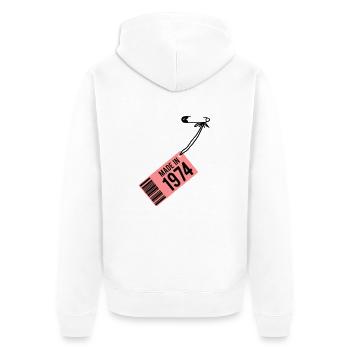 Anniversaire T-shirt 1974 - Veste à capuche bio Premium Unisexe - blanc - Dos - Thijin (182cm)