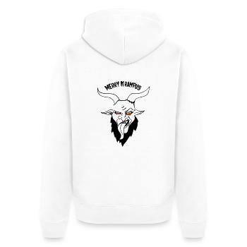 Merry Krampus - Unisex Premium Bio Zip Hoodie - Weiß - Hinten - Thijin (182cm)