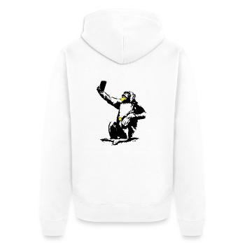 INOLA-SELFIE-04 - Unisex Premium Bio Zip Hoodie - Weiß - Hinten - Thijin (182cm)