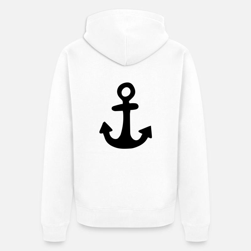 Anker,Schiffsanker,Seemann,Schiff,Boot,Seefahrt, - Unisex Premium Bio Zip Hoodie - Weiß