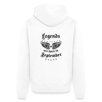 09 Legends are born in September Birthday Geburt - Unisex Premium Bio Zip Hoodie - Weiß - Hinten - Thijin (182cm)