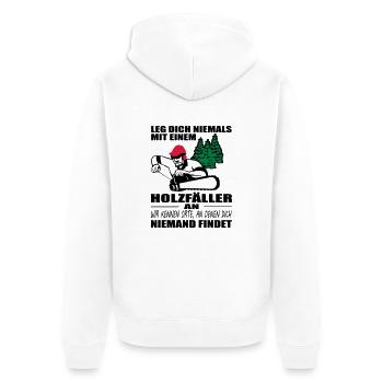 Holzfäller mit Motorsäge - Unisex Premium Bio Zip Hoodie - Weiß - Hinten - Thijin (182cm)