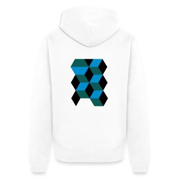 3D Muster Cubes - Unisex Premium Bio Zip Hoodie - Weiß - Hinten - Thijin (182cm)