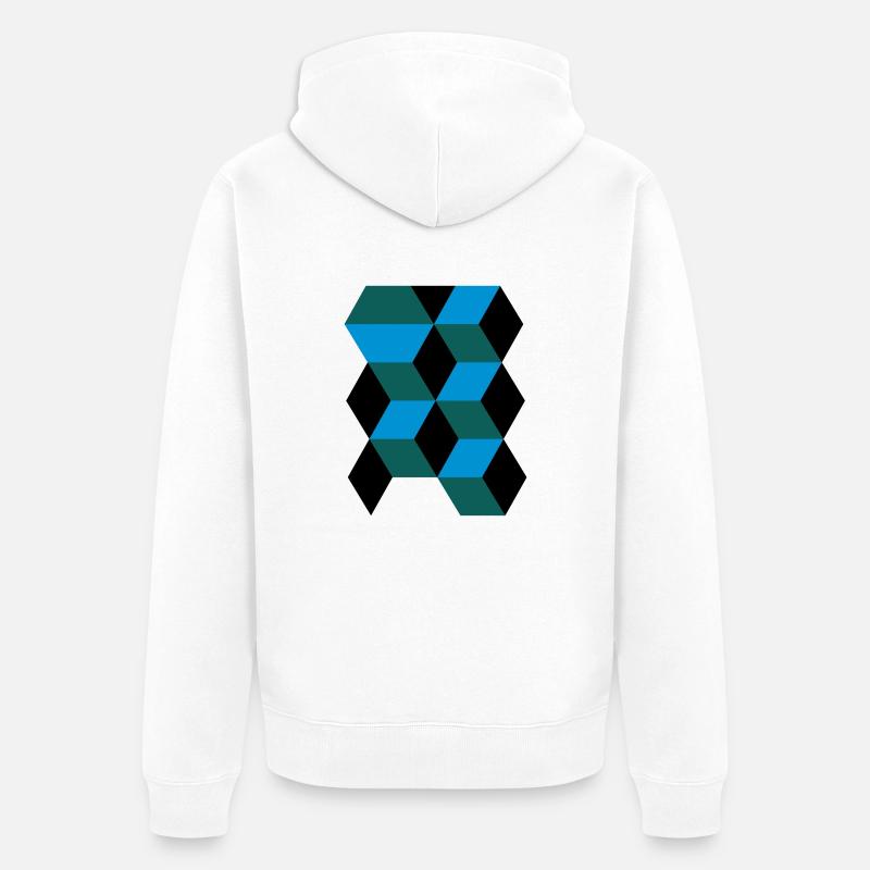 3D Muster Cubes - Unisex Premium Bio Zip Hoodie - Weiß