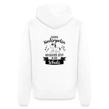 Tschüss Kindergarten, ich glitzer in der Schule - Unisex Premium Bio Zip Hoodie - Weiß - Hinten - Thijin (182cm)