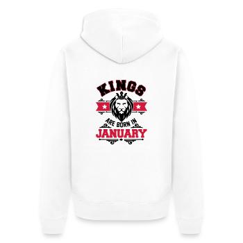 Kings are born in January - Geburtstag - Löwe-bday - Veste à capuche bio Premium Unisexe - blanc - Dos - Thijin (182cm)