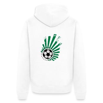 Fußball-Design (Sterne) - Unisex Premium Bio Zip Hoodie - Weiß - Hinten - Thijin (182cm)