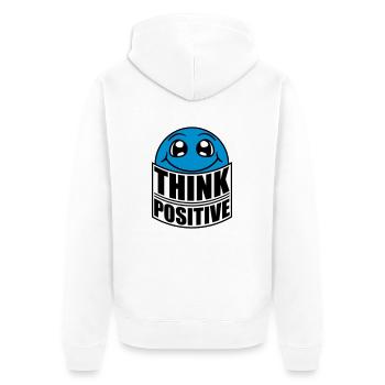 gesicht denken cool think positive positiv bleiben - Unisex Premium Bio Zip Hoodie - Weiß - Hinten - Thijin (182cm)