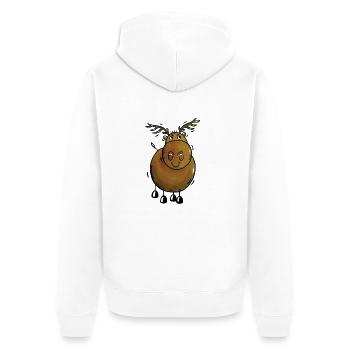 Elk / Reindeer Illustration - Unisex Premium Organic Zip Hoodie - white - Back - Thijin (182cm)