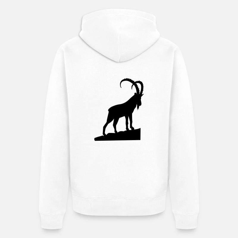 Steinbock - Unisex Premium Bio Zip Hoodie - Weiß