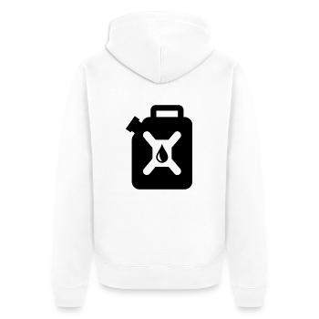 Benzin Kanister - Unisex Premium Bio Zip Hoodie - Weiß - Hinten - Thijin (182cm)