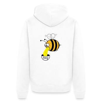 Biene kotzt Honig - Unisex Premium Bio Zip Hoodie - Weiß - Hinten - Thijin (182cm)