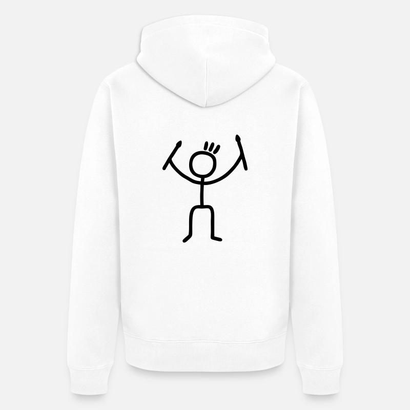 Strichmännchen mit Drumsticks - Unisex Premium Bio Zip Hoodie - Weiß