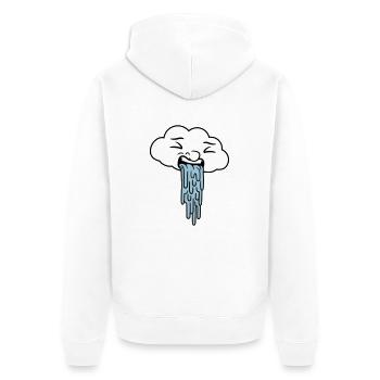 puking funny rain cloud - Unisex Premium Organic Zip Hoodie - white - Back - Thijin (182cm)