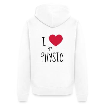 Krankengymnast / Krankengymnastin / Physio / - Unisex Premium Bio Zip Hoodie - Weiß - Hinten - Thijin (182cm)