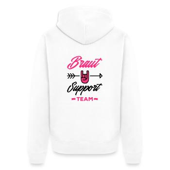 braut support team - Unisex Premium Bio Zip Hoodie - Weiß - Hinten - Thijin (182cm)