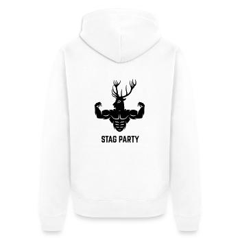 Stag Party (Hirsch / Junggesellenabschied / JGA) - Unisex Premium Bio Zip Hoodie - Weiß - Hinten - Thijin (182cm)
