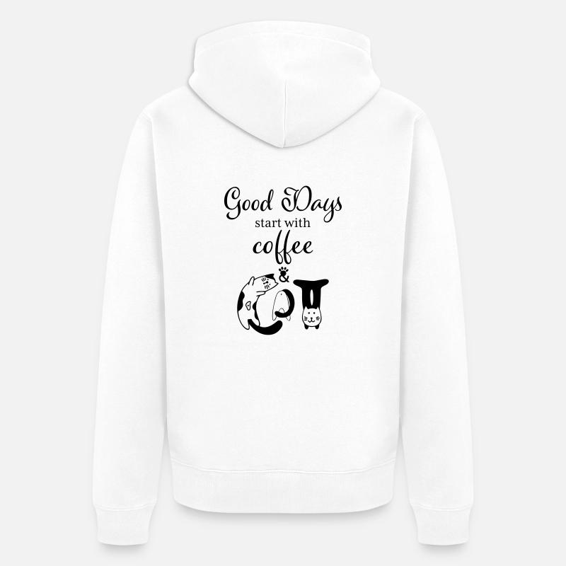 Amant de chat - Veste à capuche bio Premium Unisexe - blanc