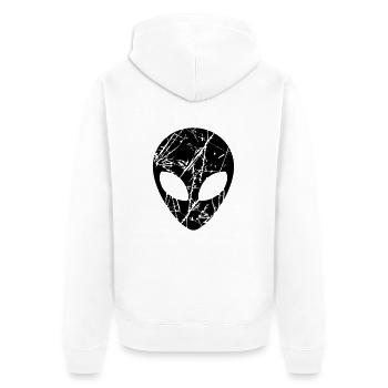 Cracked head alien - Unisex Premium Organic Zip Hoodie - white - Back - Thijin (182cm)