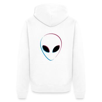 3D effect alien - Unisex Premium Organic Zip Hoodie - white - Back - Thijin (182cm)