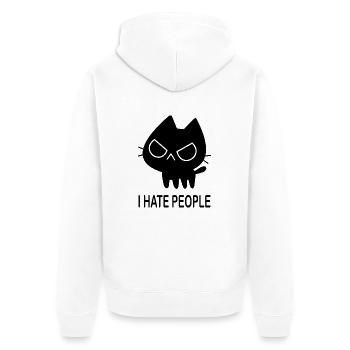 Cat drôle disant que je déteste les gens - Veste à capuche bio Premium Unisexe - blanc - Dos - Thijin (182cm)