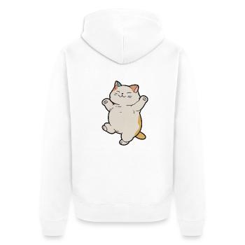 Kawaii mignon heureux chat coloré dansant - Veste à capuche bio Premium Unisexe - blanc - Dos - Thijin (182cm)
