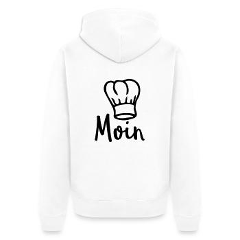 Moin Chef Koch - Unisex Premium Bio Zip Hoodie - Weiß - Hinten - Thijin (182cm)