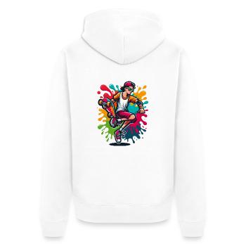 Skateboard avec des touches de couleur - Veste à capuche bio Premium Unisexe - blanc - Dos - Thijin (182cm)