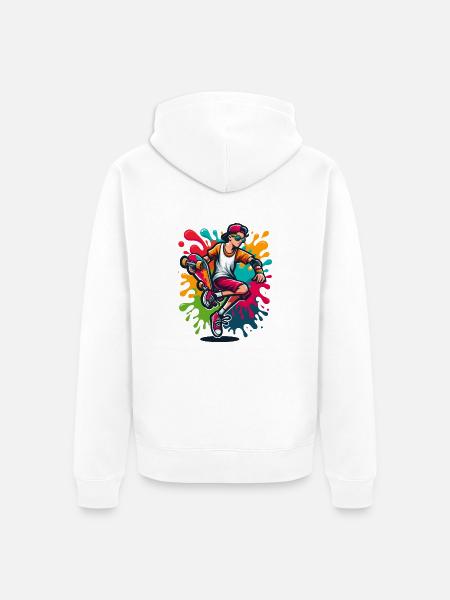 Skateboard mit Farbklecksen - Unisex Premium Bio Zip Hoodie - Weiß