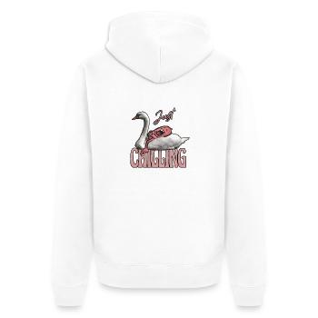 just chilling Monster auf Schwan - Unisex Premium Bio Zip Hoodie - Weiß - Hinten - Thijin (182cm)