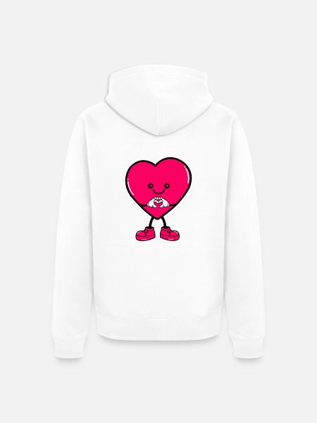Heart Comic - Unisex Premium Organic Zip Hoodie - white